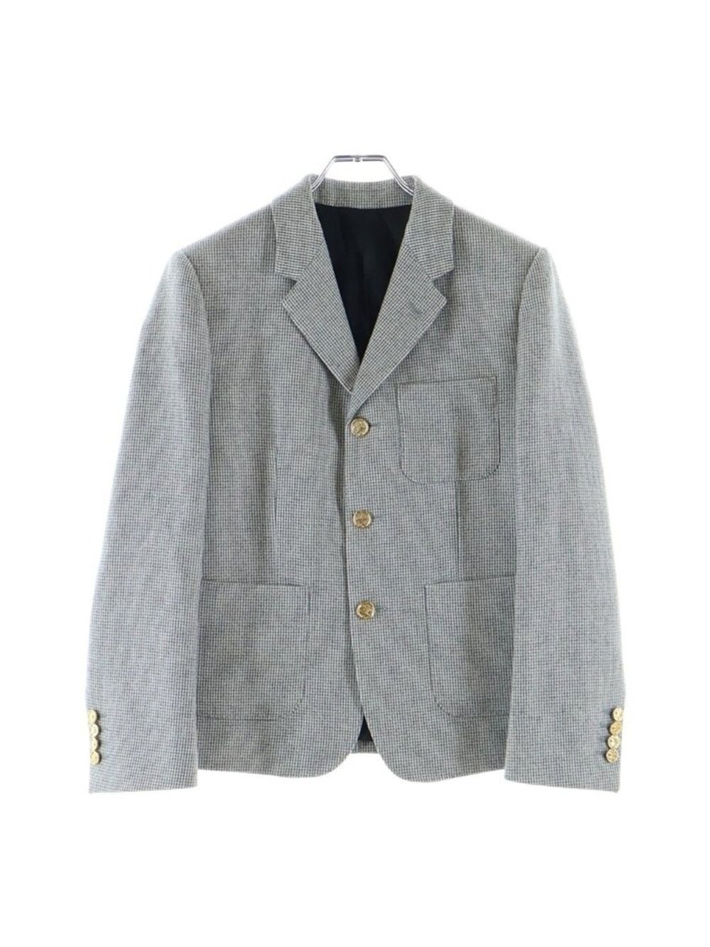 Celine Sorbonne Jacket Triomphe Button Plaid Gray